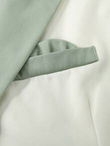 Manfinity Mode Men's Green & White Spring/Summer Wedding Atmosphere Plus Size Suit Set - White - View 3