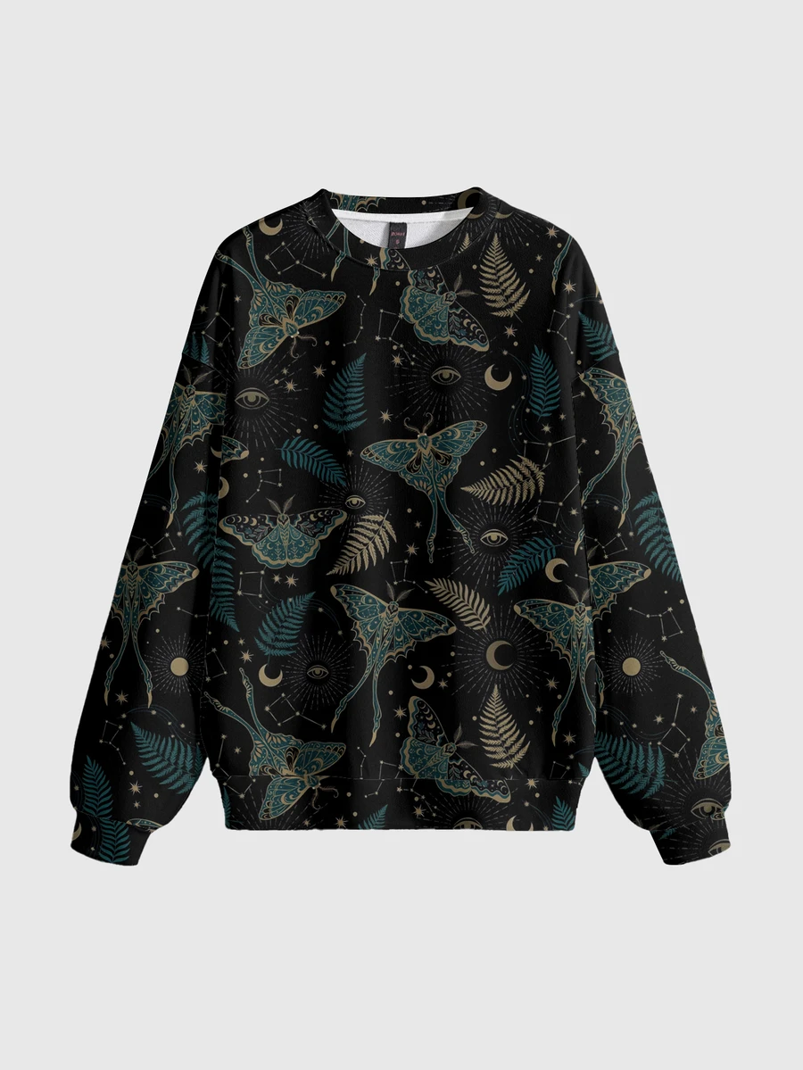 ROMWE Dark Gothic Mysterious Moth Moon Sun Stars Gothic Pullover Sweatshirt Plus Size - Black - View 1