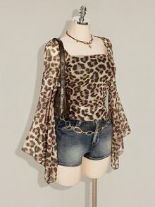 SHEIN ICON Plus Size Women Tops Fall - Khaki - View 9