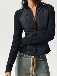 Bohemela Women's Winter Casual Versatile Jacket - Black - View 3