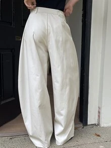Dazy Tall Celana Panjang Kasual Wanita Model Kaki Melengkung untuk Musim Gugur - Putih - View 2
