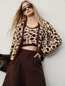 SHEIN Autumn/Winter Fashion Faux Mink Knit Sweater 2 Pieces Set - Multicolor - View 5