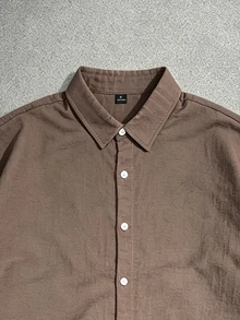 STYNVO Men's Solid Color Single-Breasted Casual Commute Long Sleeve Shirt - Coffee Brown - View 3