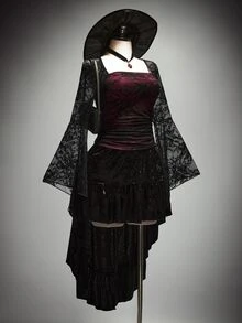 SHEIN ICON 大尺碼女款蕾絲拼接百褶時尚上衣 - 紅色和黑色 - 查看 1