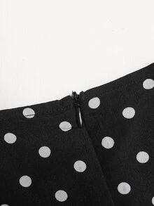 SHEIN 青少年女孩度假法式波點印花蕾絲拼接洋裝 - 黑色 - 查看 6