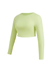 SHEIN Cheerettes 女款大尺碼純色長袖上衣與內搭褲休閒日常運動套裝 - 彩色 - 查看 3