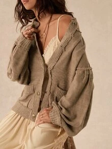 Easelle Vintage Bohemian Distressed Patchwork Loose Comfortable Women's Cardigan - Green - View 6