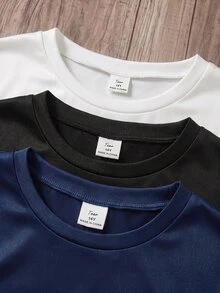 SHEIN 青少年男孩黑色對比色椰子樹小圖案長袖潛水泳衣，休閒學院風，舒適時尚，極簡實用百搭，柔軟面料，適合日常穿著、游泳、旅行、戶外運動、海灘度假、潛水，春夏適用 - 藏蓝色 - 查看 6