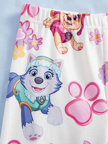 SHEIN | PAW Patrol Young Girl Cartoon Print Fitted Loungewear Set - Purple - View 6