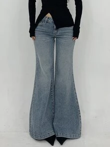Dazy Tall Women's Elegant Flare Jeans Fall - Medium Wash - View 6