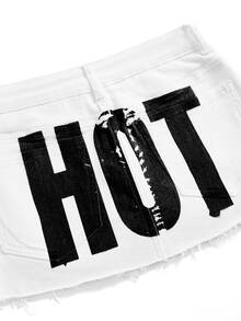 ROMWE Women's Y2K Millennium Hot Girl Sexy Denim Mini Skirt - White - View 3