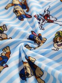 SHEIN | PAW Patrol Young Boy Cartoon Print Striped Casual Daily Top - Blue and White - View 10