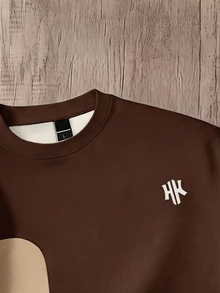 Daypath Men's Plus Size Colorblock Patchwork Short Sleeve T-Shirt - Brown - View 3