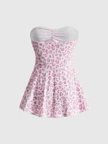 ROMWE Y2K Hot Girl Vintage Striped Fitted Tube Top - Pink - View 2