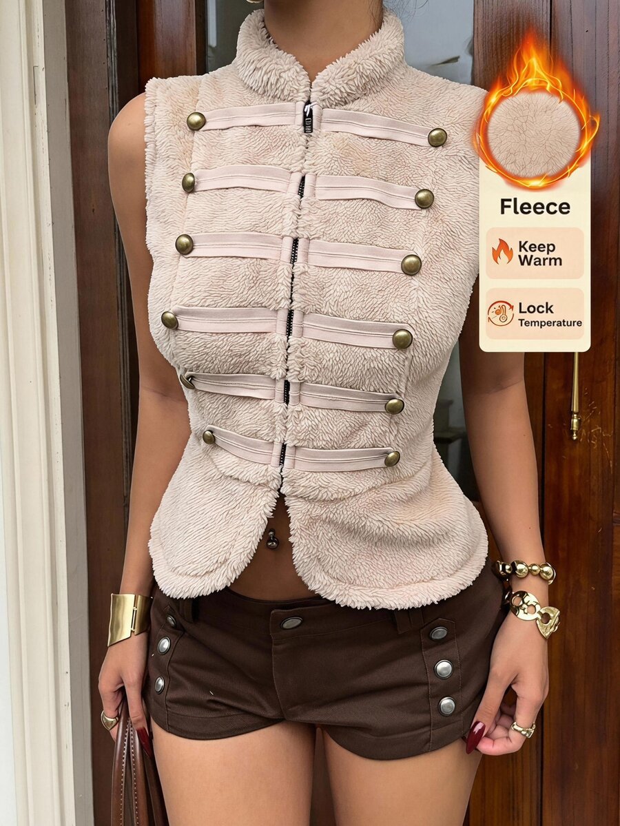 SHEIN EZwear 女款鉚釘裝飾休閒百搭日常夾克