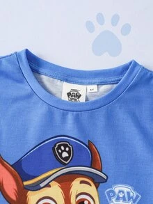 SHEIN | PAW Patrol 1pc Casual Fun Cartoon Print Young Boy T-Shirt - Blue - View 4
