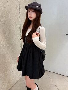 FRIFUL Women's Solid Color Zipper Front Casual Peplum Hem Cami Tank Top Fall - Black - View 7