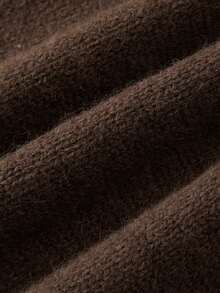 SHEIN Fall Casual Half Turtleneck Wrap Seam Oversized Bishop Sleeve Knit Sweater - Brown - View 4