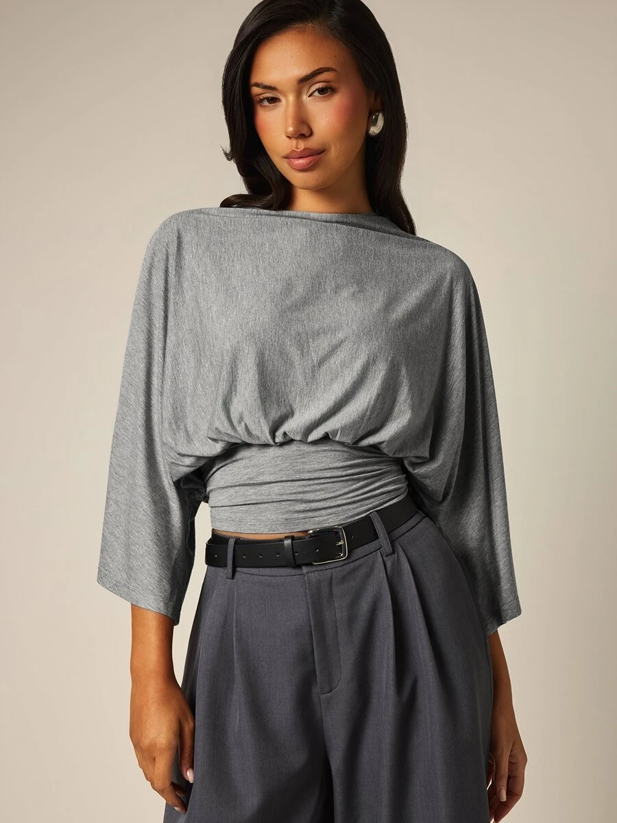 COSMINA Women's Casual Elegant Loose Sleeve T-Shirt - Dark Grey - View 1