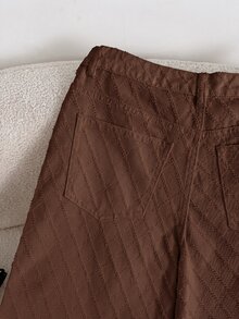 SHEIN PETITE 女款寬腿寬鬆休閒百搭牛仔褲，附口袋，秋季服飾 - 棕色 - 查看 5