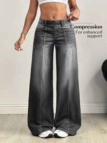 SHEIN Tall 女款休閒百搭日常牛仔褲 - 深灰色 - 查看 4