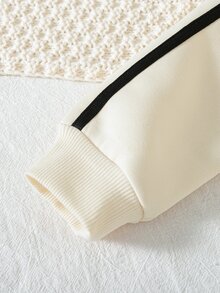 2件組男童秋冬抓絨內裡加厚休閒極簡小馬刺繡半拉鍊立領運動衫與運動長褲套裝，時尚且適合日常穿著、上學、外出等多種場合 - 彩色 - 查看 7
