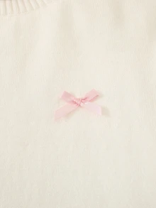 SHEIN 1件女童套頭毛衣，抓絨內裡高領麻花編織，純色簡約百搭寬鬆柔和風格，常規厚度整齊下擺柔軟舒適，適合日常、外出、旅行、度假、居家、育兒及各種場合，亦適用於秋冬、聖誕、開學、派對等場合 - 白色 - 查看 3