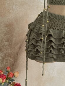Soleia Women's Plus Size Olive Green Knit Vacation Set - Army Green - View 9