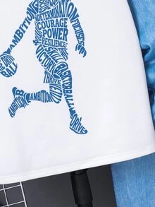 SHEIN 兒童青少年男孩休閒運動丹寧風籃球圖案衛衣與運動長褲套裝，適合秋冬、學校、家庭聚會、節日派對，秋季穿搭、冬季穿搭，男孩套裝兒童套裝 - 彩色 - 查看 3