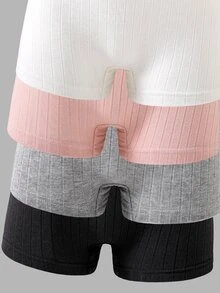 6pcs/Multi-Pack Women's Teen Simple Fashion Solid Color Traceable Cotton Square Hipster Panties - Multicolor - View 3