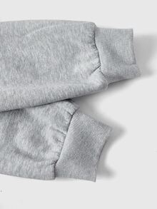 ROMWE Y2K Sweatshirt Berkerudung Lengan Panjang Patchwork Bergaya Korea untuk Wanita - Grey - View 4
