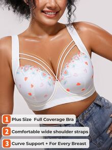 Bareli Dear 1pc Sexy Lace Plus Size Comfortable Seamless Push-Up Adjustable Underwire Bra - Multicolor - View 4