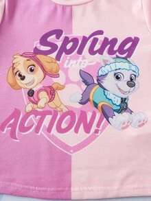 SHEIN | PAW Patrol 女童字母卡通印花休閒日常短袖T恤 - 粉色 - 查看 5