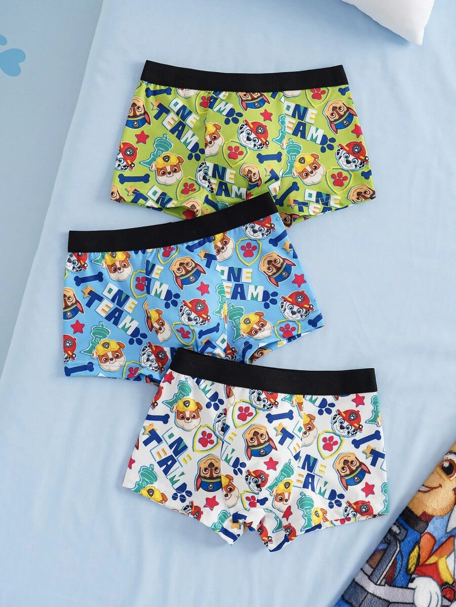 SHEIN | PAW Patrol Young Boy Cartoon Print Boxer Briefs - Multicolor - View 1