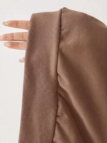 YARNWELL Sweatshirt Lengan Panjang Saku Ukuran Plus Fashion Kasual - Unta - View 8