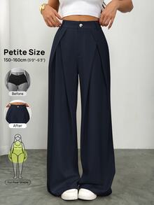 Vivamere Setelan Wanita Celana Panjang Kaki Lebar dengan Detail Lipit - Navy Blue - View 1