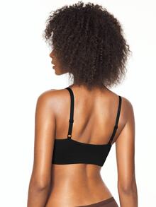 SHAPORA 1pc Women's Solid Color Front Button Bra - Black - View 2