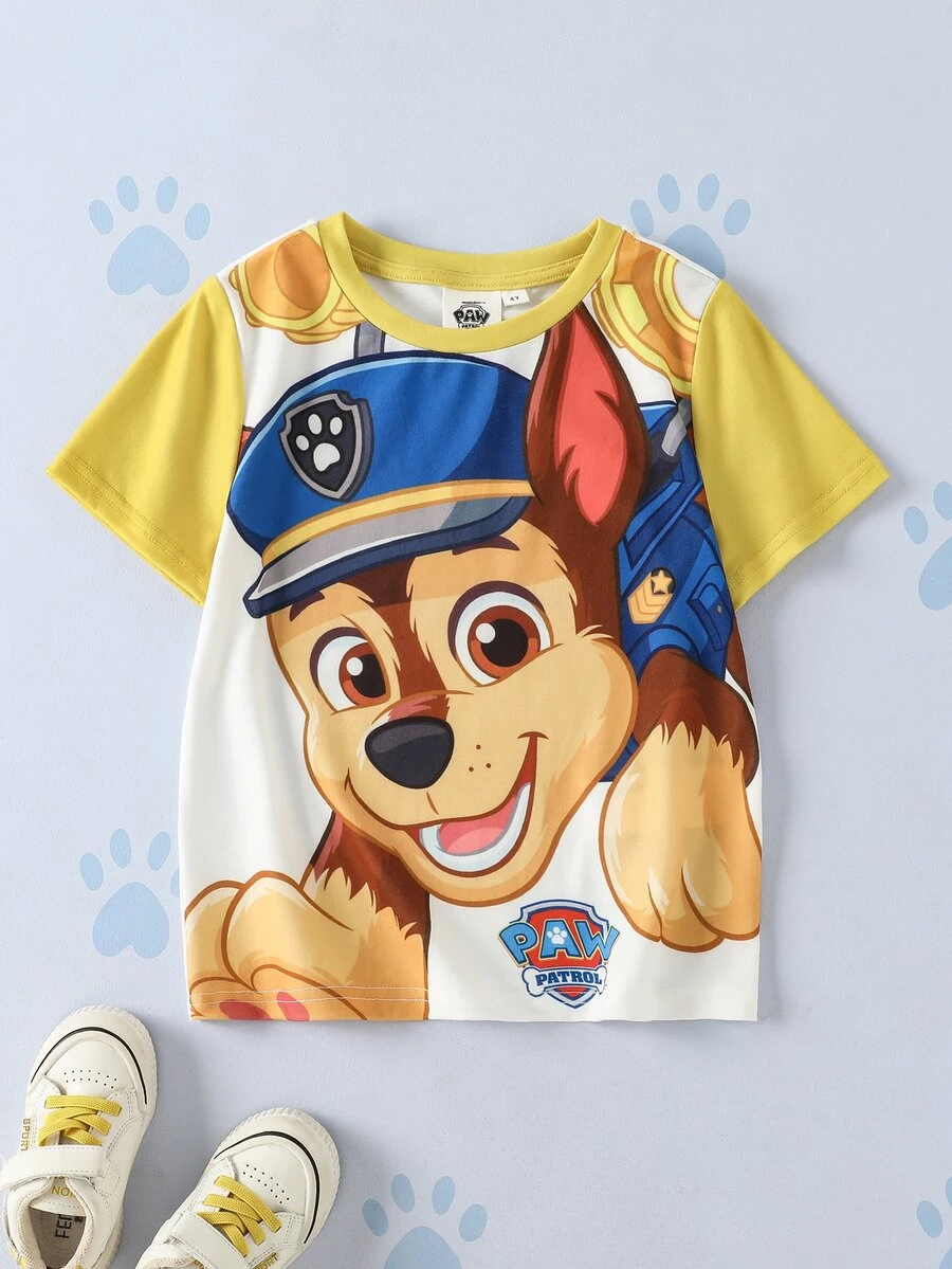 SHEIN | PAW Patrol Young Boy Cartoon Print Casual Daily Short Sleeve T-Shirt - Multicolor - View 1