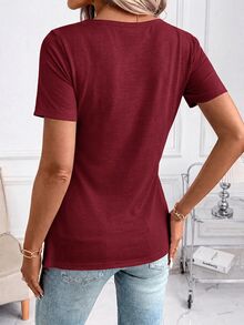 SHEIN Clasi 夏季優雅女款條紋印花居家通勤等多用途服飾 - 酒紅色 - 查看 2