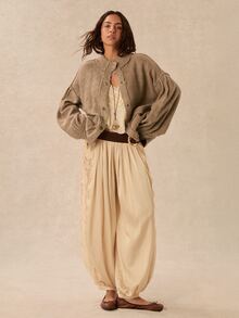 Easelle Vintage Bohemian Distressed Patchwork Loose Comfortable Women's Cardigan - Green - View 4