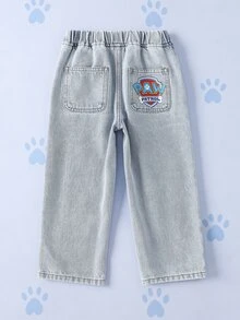 SHEIN | PAW Patrol Young Boy Fun Cartoon Print Loose Fit Denim Jeans - Medium Wash - View 2