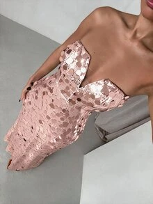 SHEIN Glamour 女式長連身裙 - 粉色 - 查看 1