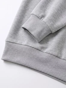 GlowEve CURVE Pearl Bow V-Neck Grey Loose Sweatshirt Women Lazy Soft Pullover Plus Size - Grey - View 3