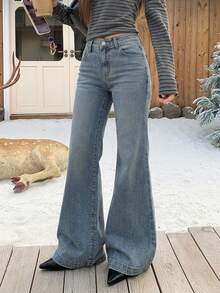 Dazy Tall Women's Elegant Flare Jeans Fall - Medium Wash - View 7