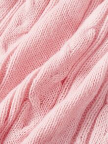 Sweetness Sweet Girl Pink Off-Shoulder Tie Bow Women's Sweater Dress - Pink - View 4
