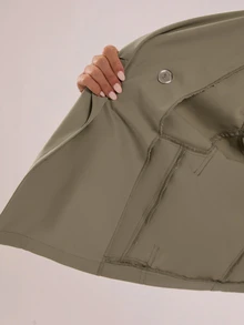 SHEIN BAE Veste femme couleur unie col montant décontractée polyvalente pour usage quotidien et voyage manches longues - Kaki - Voir 7