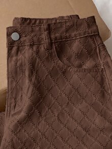 SHEIN PETITE 女款寬腿寬鬆休閒百搭牛仔褲，附口袋，秋季服飾 - 棕色 - 查看 4