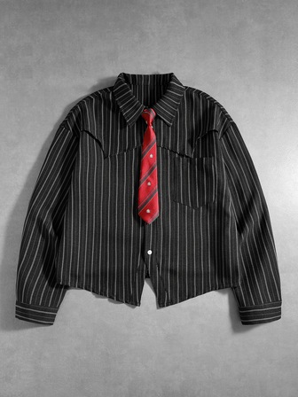 Chemise décontractée à rayures à manches longues pour hommes, élégante et à la mode