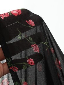 Dazy Maternity Full Ditsy Floral Ruffle Trim Long Sleeve Elegant Vacation Korean Style Spring Autumn Maternity Dress - Black - View 6