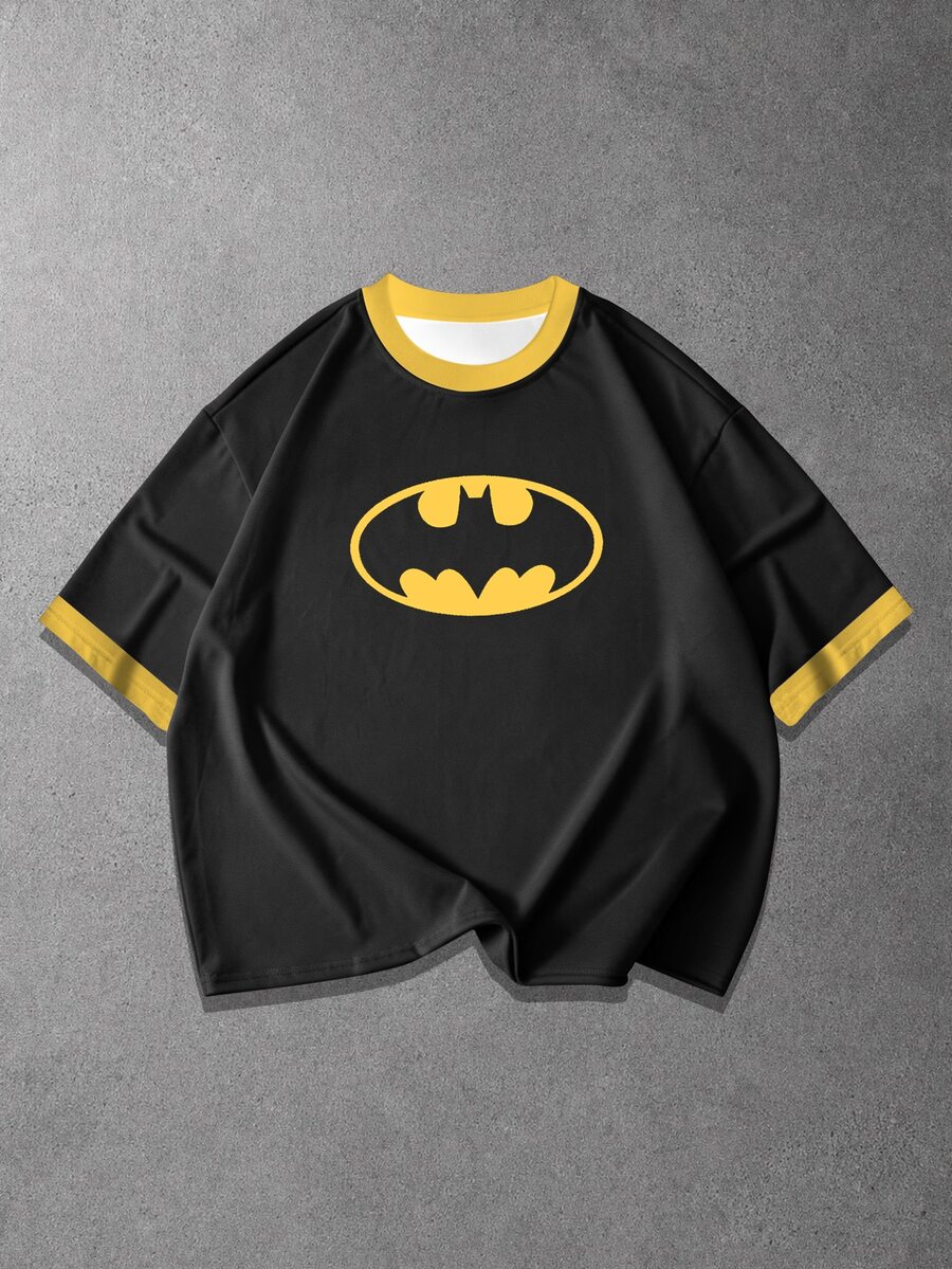 BATMAN X SHEIN Manfinity EMRG 男士街頭休閒寬鬆版型T恤 - 彩色 - 查看 1